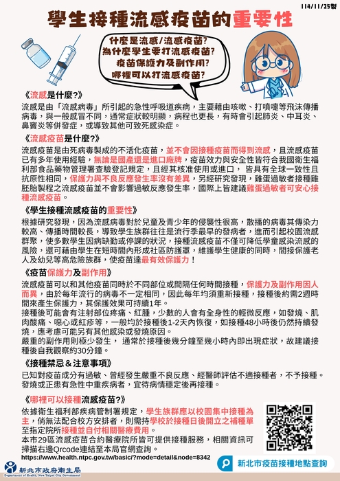 學生接種流感疫苗的重要性圖片